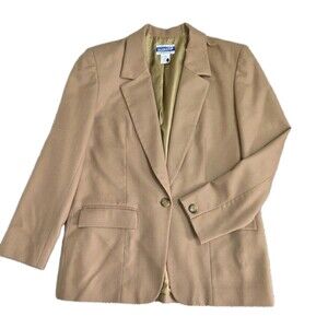PENDLETON Vintage 100% Virgin Wool Blazer Jacket Tan Size 6 Shoulder Pads USA